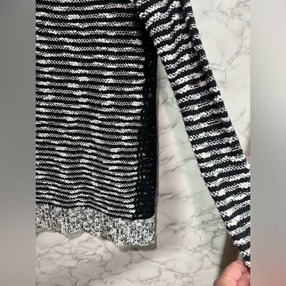 Moth Anthropologie Tunic Sweater Sz S Black White Marled Lace Detail Wool Blend - Picture 3 of 9